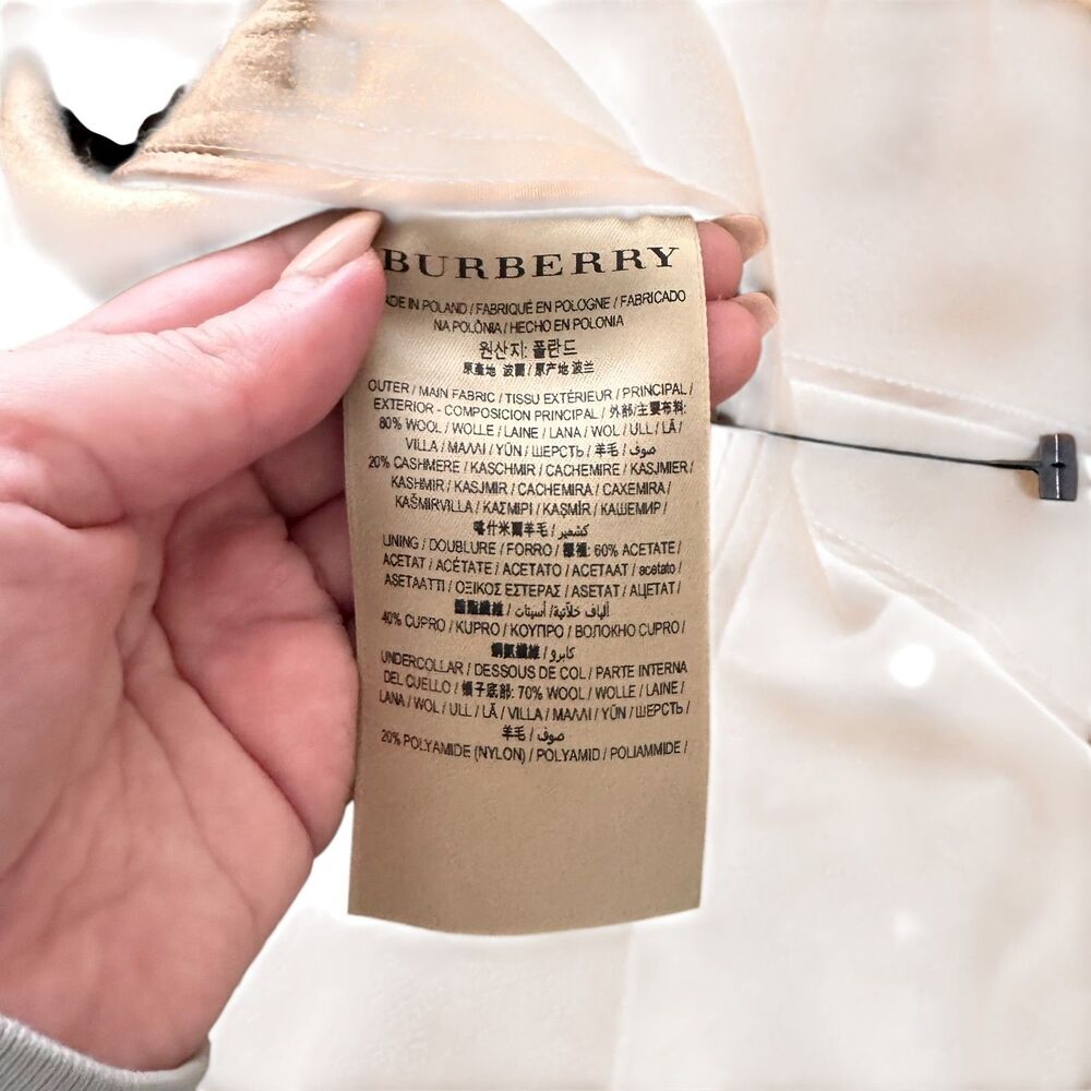BURBERRY Wool Cashmere Trench‎ Coat Camel Sz 4 - Picture 6 of 6